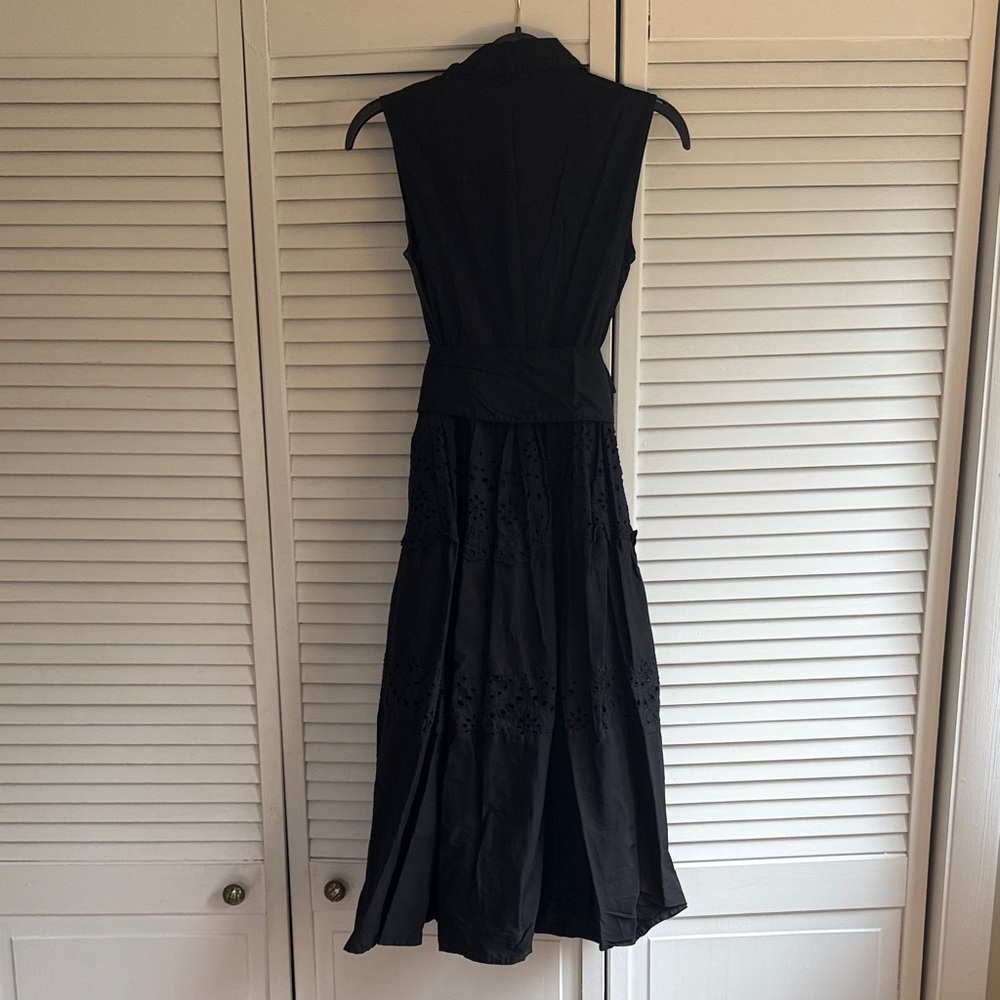 Vineyard Vines Black Midi Dress with Belt - Picture 2 of 5